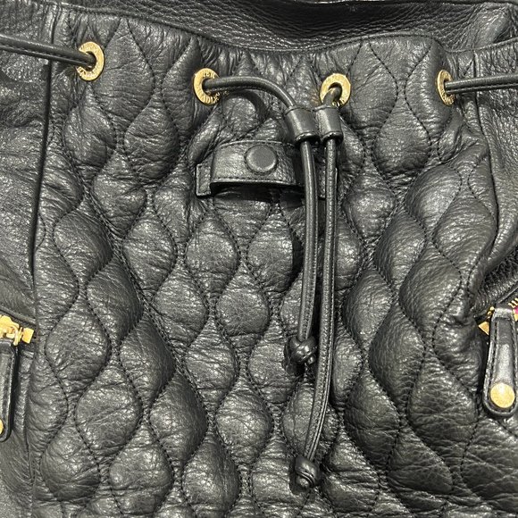 Vera Bradley Amy Quilted Leather Backpack- Black Quilted Leather Backpack